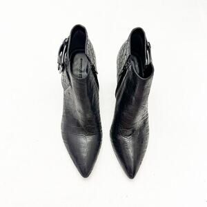 Sigerson Morrison Fifi Black Cone Heel Ankle Bootie Buckle Detail Size 9.5